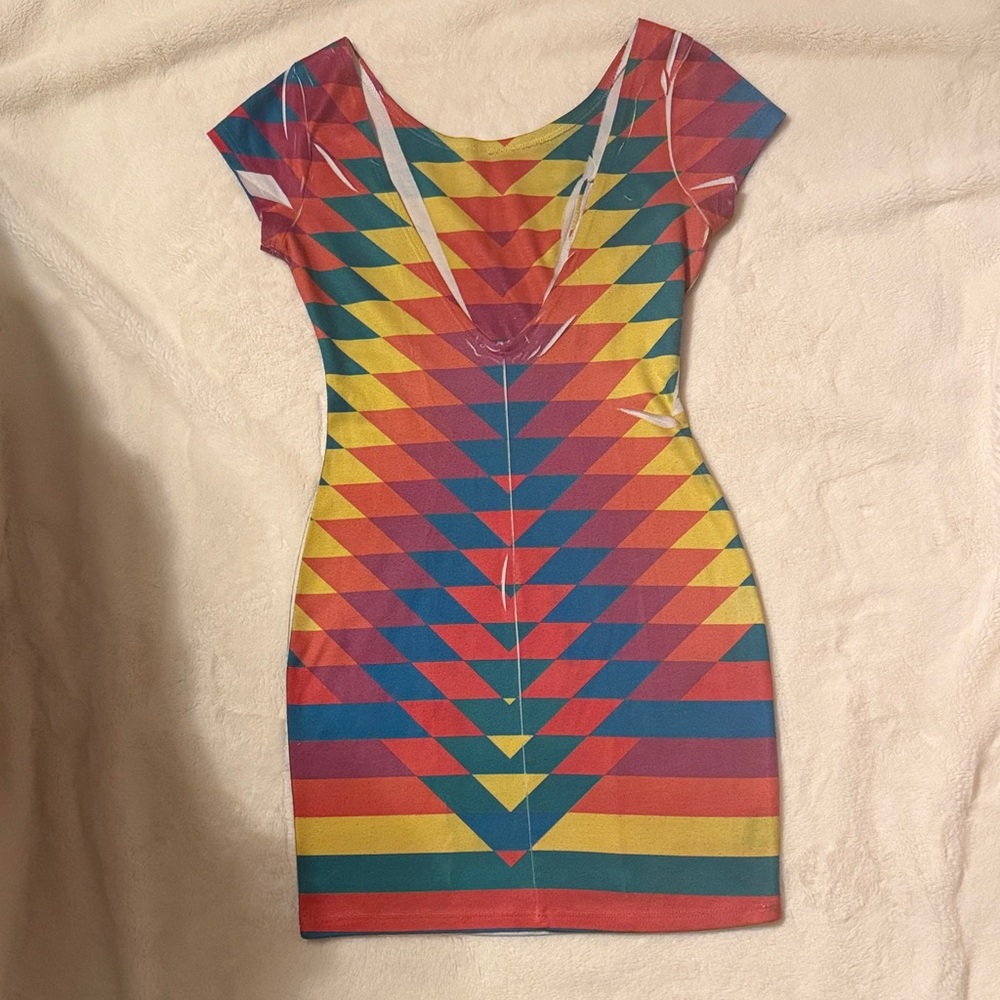 Colorful Chevron Mini Dress - Picture 3 of 3